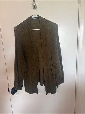 Catherine Malandrino Olive Open-Front Knit Cardigan